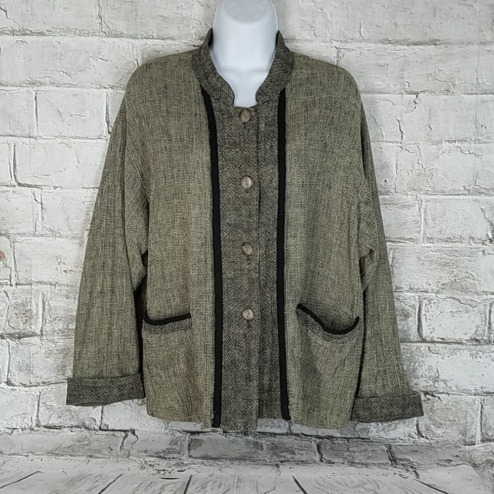 Sangam Black and Brown Lagenlook Jacket Top